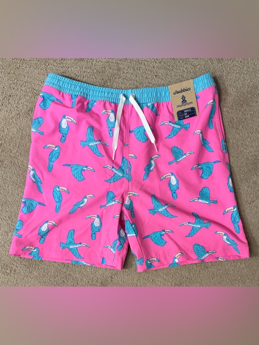 NWT Chubbies Toucan Do It’s Swim Trunks Youth XL